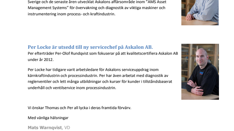 Ny Säljchef på Askalon AB (f.d. Peab Process AB)