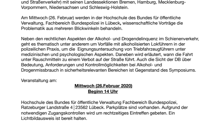 Alkohol, Drogen, Verkehrseignung - Schienenverkehr