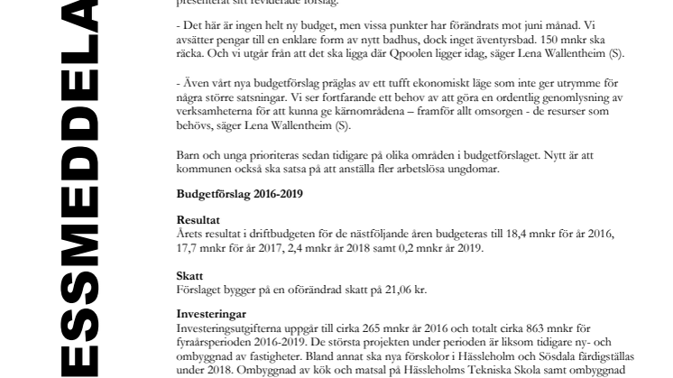 Nytt badhus finns med i ny rödgrön budget
