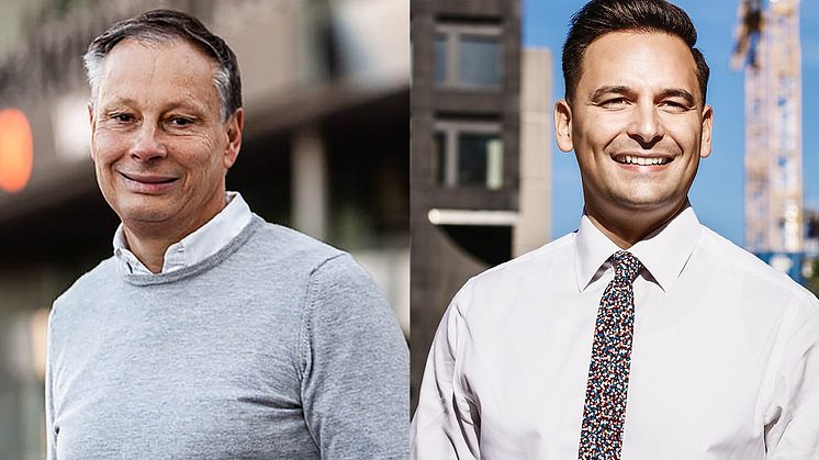 Christian Clemens, ny vd, och Andreas Hatzigeorgiou, vd på Stockholms Handelskammare och vice ordförande för Stockholmsmässan.