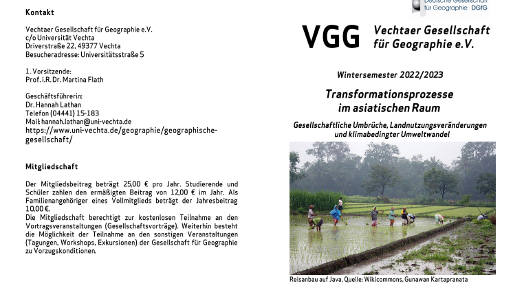 Vortragsreihe | „Transformationsprozesse im asiatischen Raum – Gesellschaftliche Umbrüche, Landnutzungsveränderungen und klimabedingter Umweltwandel“