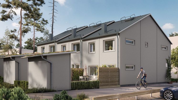 OBOS utvecklar bostäder både i Lilla Källviken och i Surbrunnshagen. Ovan projektet Brf Högbobäcken med 18 radhus.