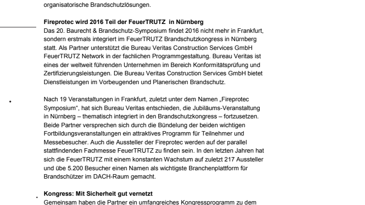 FeuerTRUTZ 2016 – Neuer Kongresspartner: Bureau Veritas
