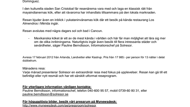 Månadens resa med Solresor: Rundresa till Mexiko med mattema
