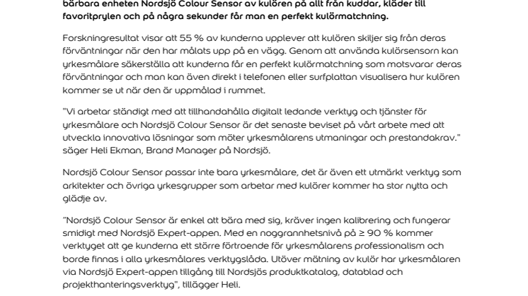 Perfekt kulörmatchning med nya Nordsjö Colour Sensor