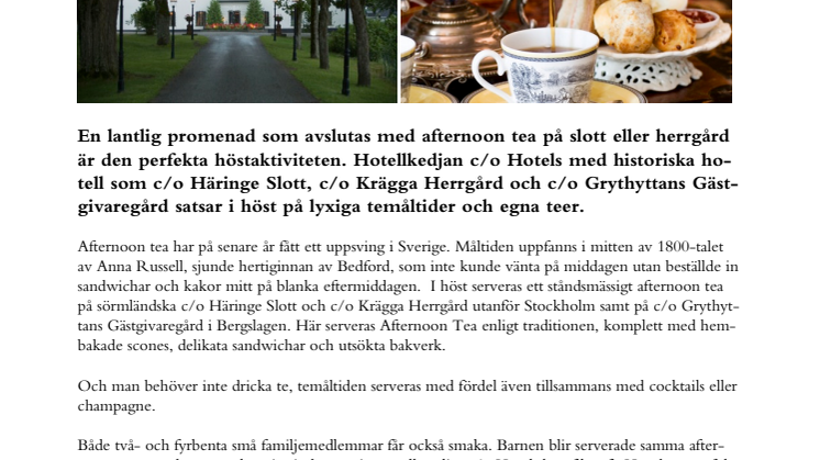 Den perfekta höstutflykten - afternoon tea i slotts- och herrgårdsmiljö