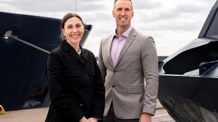 Jenny Marin, logistikansvarig H2 Green Steel och Anders Dahl, vd Luleå Hamn
