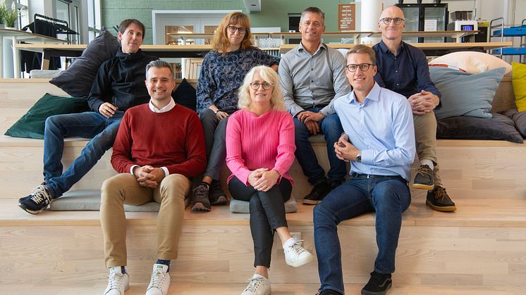 Umeå Biotech Incubators team, övre rad fr.v: Henrik Bergdahl, Pia Keyser, Peter Jacobsson, Tomas Ruuth. Nedre rad: Lisandro Bernardo, Christin Grundström, Andreas Lindberg. Frånvarande: Tobias Tovedal. 