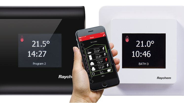 Raychem SENZ och SENZ WIFI levereras med Raychem Black front. Vit front ingår också.
