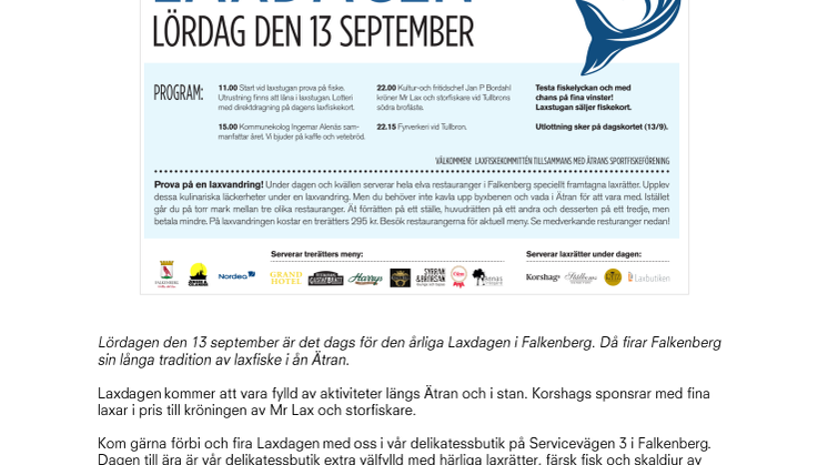 Korshags är med och sponsrar Laxdagen i Falkenberg