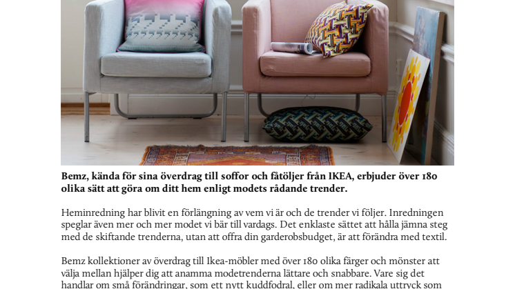 Trendiga hem för smarta fashionistas – moderiktiga tips från Bemz