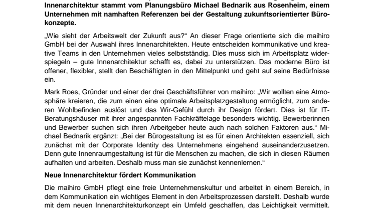 maihiro nach Umzug mit neuem Bürokonzept