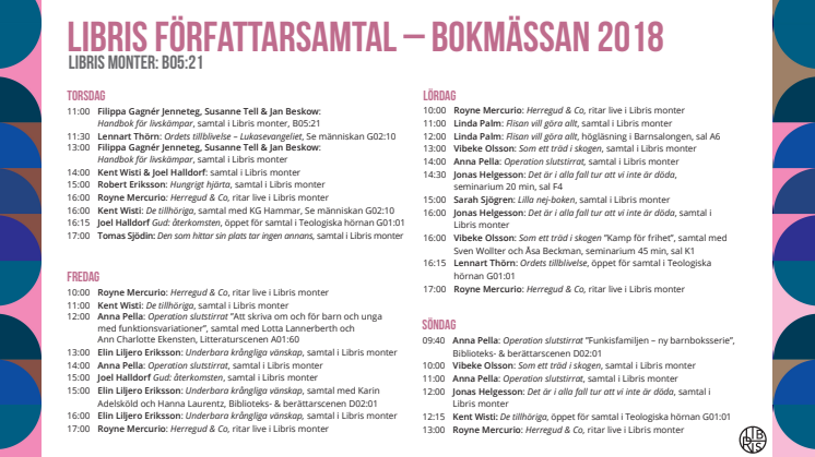 Libris författarsamtal Bokmässan 2018