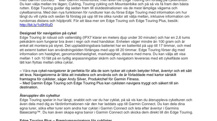 Garmin lanserar två nya GPS-navigatorer för cykel – Edge Touring och Edge Touring Plus