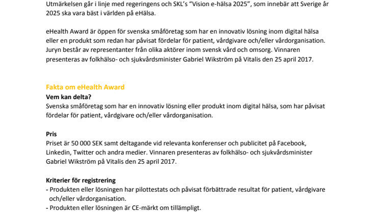 Vad är eHealth Award?