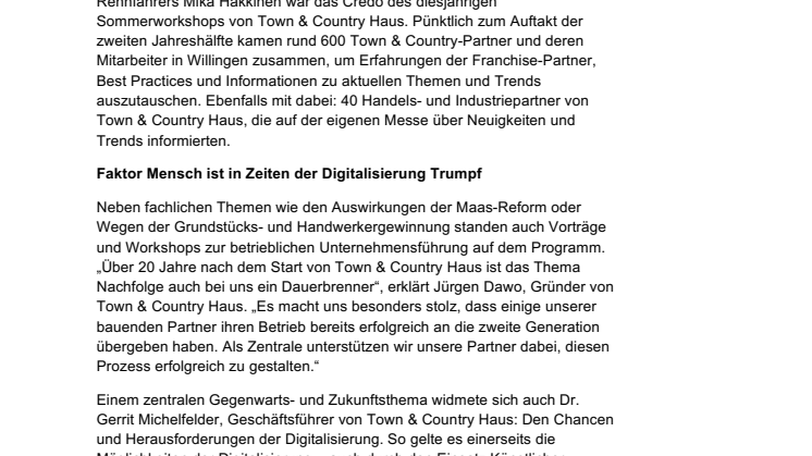 Franchise mit Town & Country Haus: Gemeinsam stark