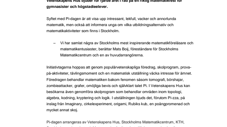 Pi-dagen i Vetenskapens Hus