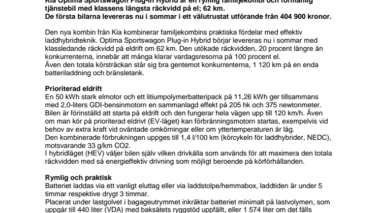 Nu på svenska vägar: Optima Sportswagon Plug-in Hybrid