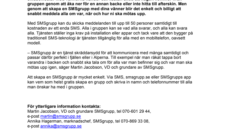 SMSgrupp håller ihop gänget i skidbacken