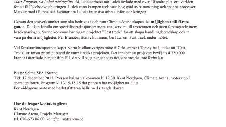 Förstudien om Climate Arena presenteras