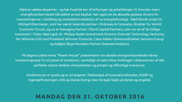 Fremtidens grønne energiløsninger – hvem vil finansiere dem?
