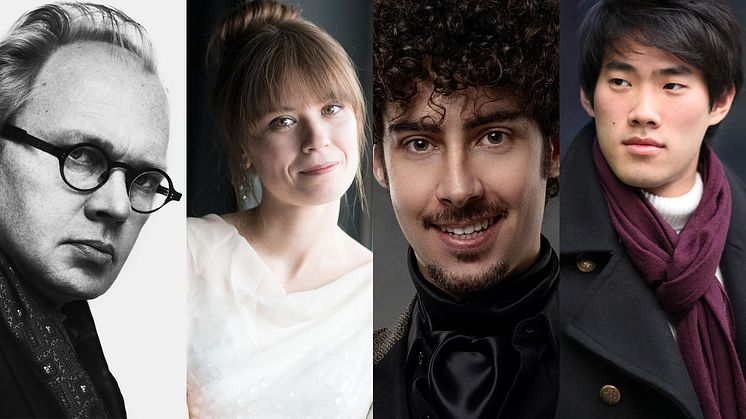 ﻿Från vänster Roland Pöntinen, Anna Fedorova, Federico Colli och Bruce Liu