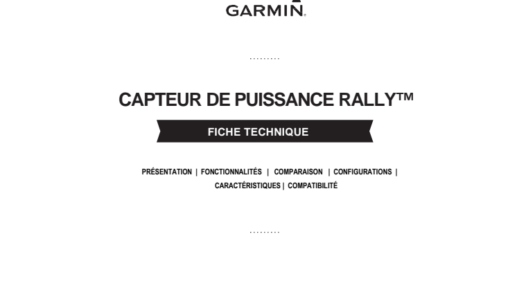 Fiche technique Garmin RALLY RK_RS_XC
