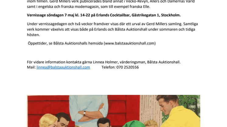 Exklusiv auktion. Ur konstnären och illustratören Gerd Millers samling.