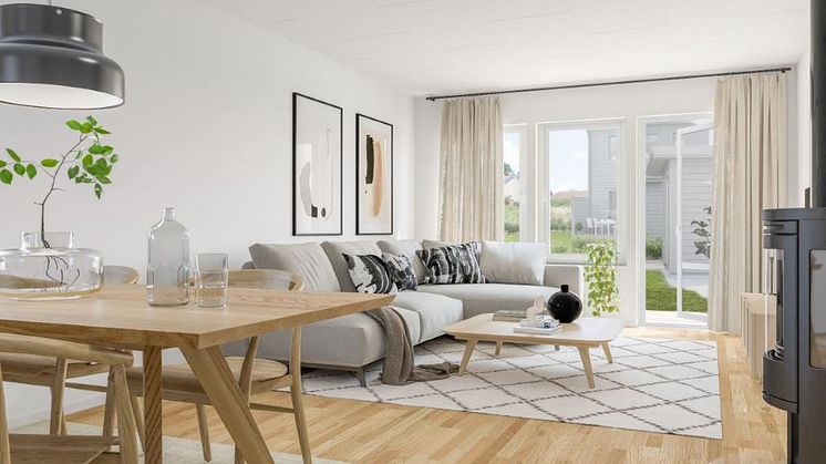 Öppen och ljus planlösning i Brf Solhusen, Skurup