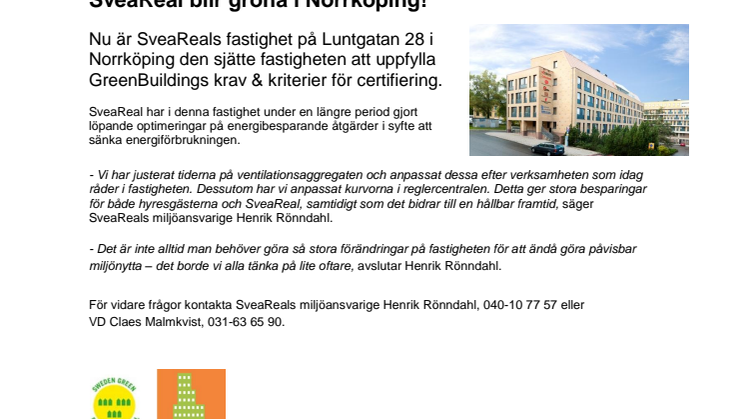 SveaReal blir gröna i Norrköping!
