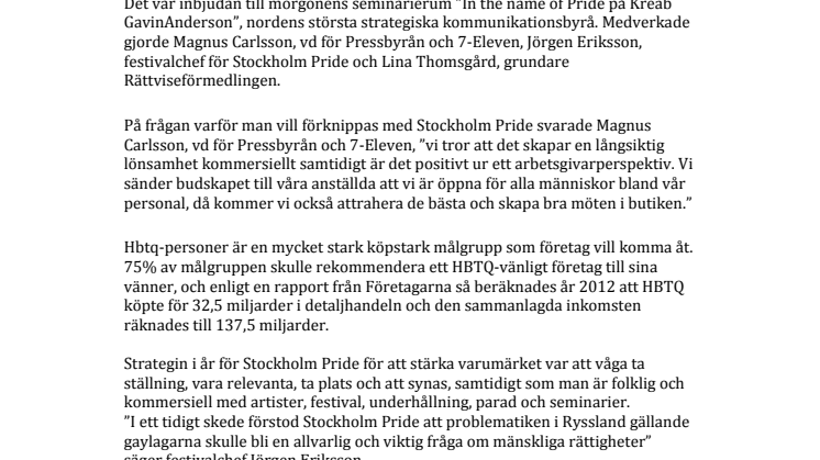 Engagerande Stockholm Pride med köpstark målgrupp 