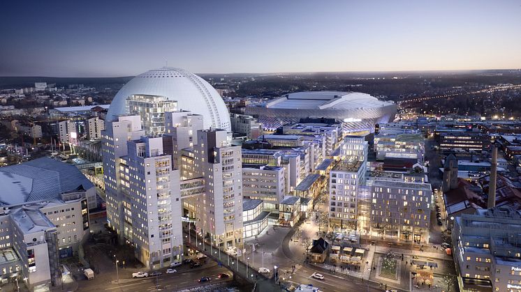 Dreem - Flygfoto över Globenområdet