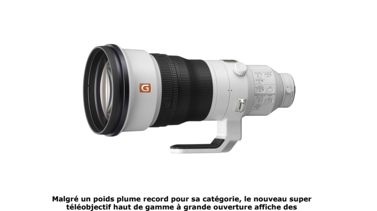 Voici enfin l’objectif haut de gamme tant espéré de Sony, le 400 mm F2.8 G Master™