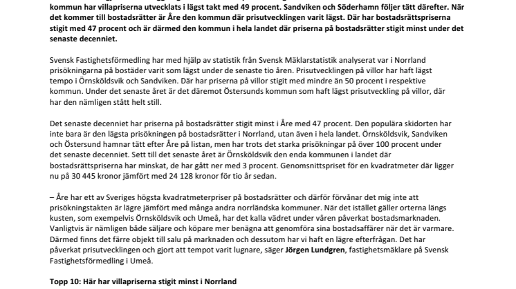 Unik kartläggning visar: Här har bostadspriserna i Norrland stigit minst de senaste tio åren