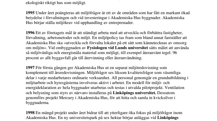 Akademiska Hus femtonåriga hållbarhetsarbete
