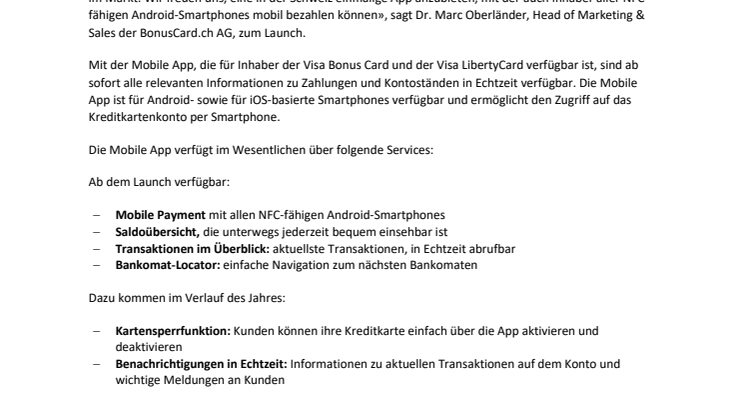 BonusCard.ch AG ermöglicht als erster Schweizer Kartenherausgeber Mobile Payment auf allen Geräten 