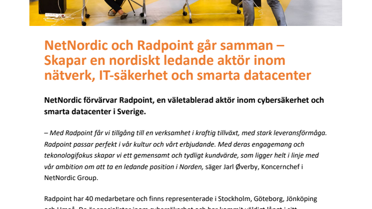 PM - NetNordic + Radpoint - SWE