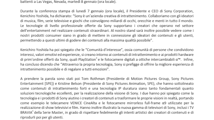Sony svela i suoi ultimi prodotti e presenta le novità delle divisioni Entertainment al CES 2019