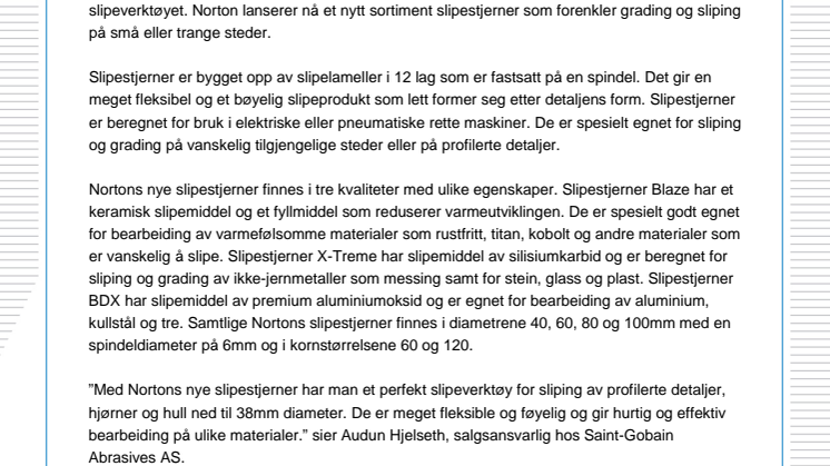Enklere sliping med Norton Slipestjerner