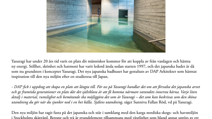 YASURAGI PRESENTERAR ETT NYTT JAPANSKT BAD