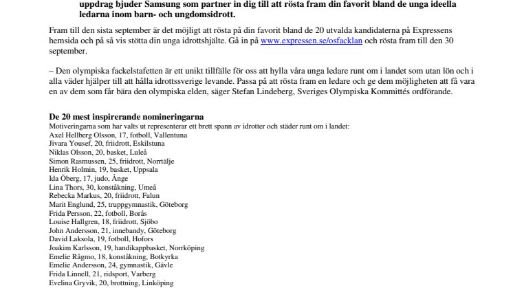 Vem får springa med den olympiska elden 2012?