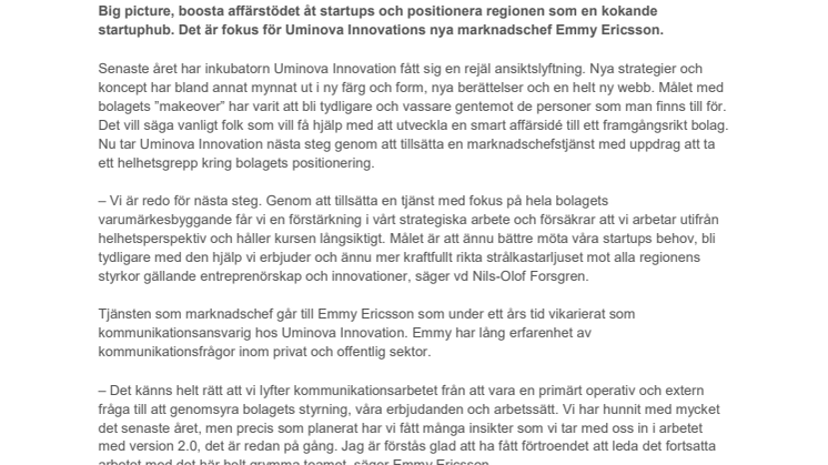 Ny marknadschefstjänst ska boosta stödet till startups