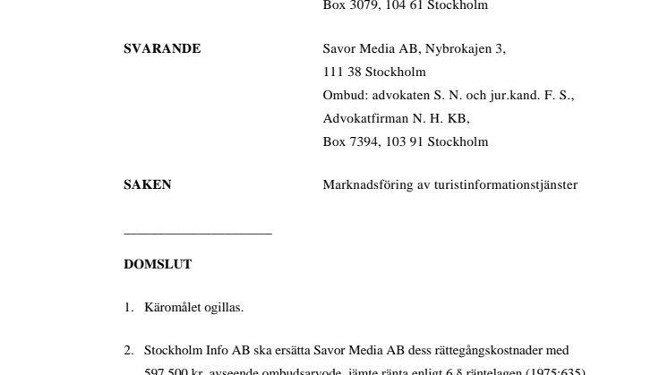 Dom i Marknadsdomstolen