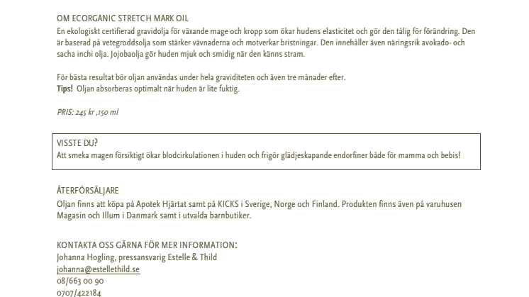 EKOLOGISK NYHET FÖR EN VÄXANDE MAGE!