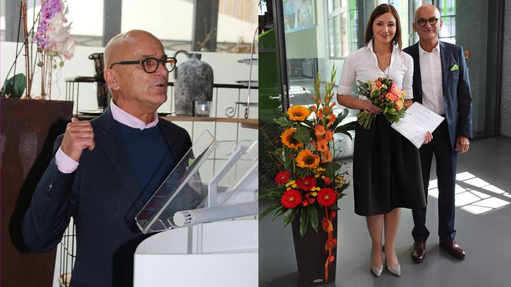 CFIW-Vorstand Prof. Dr. Lothar Brunsch eröffnete das 2. CFIW-Sommerforum und überreichte den CFIW-Wissenschaftspreis an die Masterstudentin Tetyana Pishchyts/Ukraine.