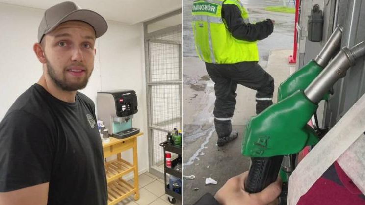 Visning av bensinmacken