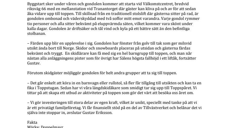 Kläppen bygger Sälens första gondol!
