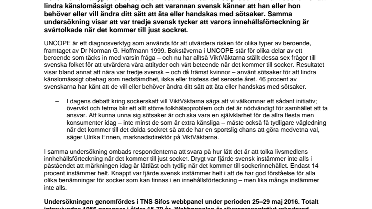 Var tredje svensk använder socker för att lindra emotionellt obehag
