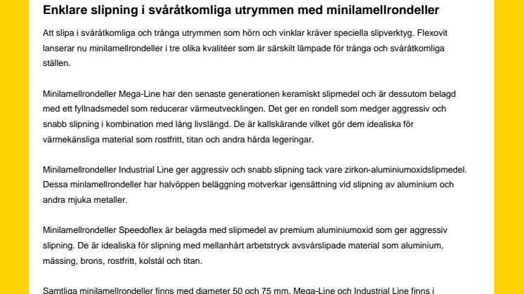 Enklare slipning i svåråtkomliga utrymmen med minilamellrondeller