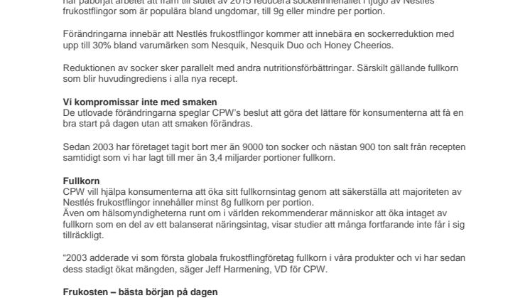 Nestlés frukostflingor medverkar till att få en god start på dagen!